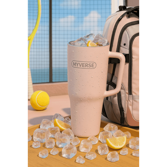 Myverse 40 oz Tumbler with Handle and Straw Lid, 100% Leakproof Stainless Steel Vacuum Insulated Cup Travel Coffee Mug Water Bottle, Car Cup Holder, Rubber Base, Gifts for Women Men