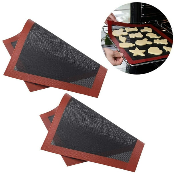 2 piezas de molde antiadherente para hornear, tapete de fibra de vidrio para horno, tapete de silicona para hornear, herramientas para hornear repostería