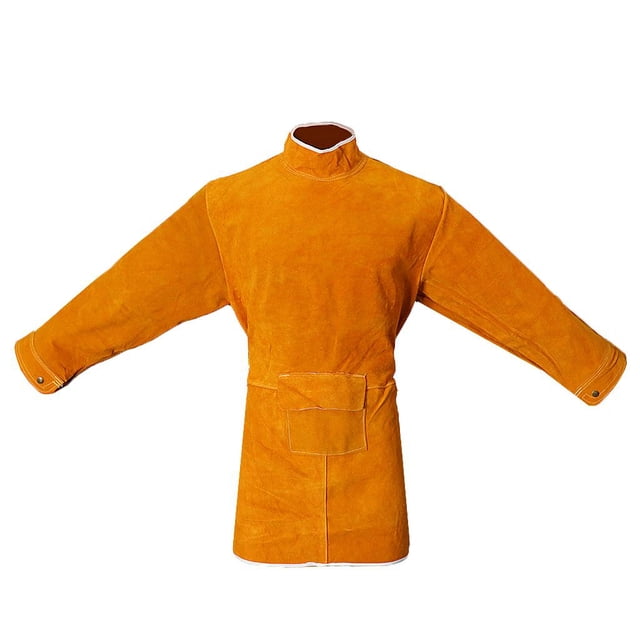 Ropa de soldadura de cuero de Delantal de seguridad para soldador con mangas/chaqueta, calor 85cm Zulema Capa de soldadura