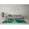 thumbnail image 3 of Ahgly Company Machine Washable Indoor Rectangle Abstract Turquoise Blue Modern Area Rugs, 2' x 5', 3 of 4