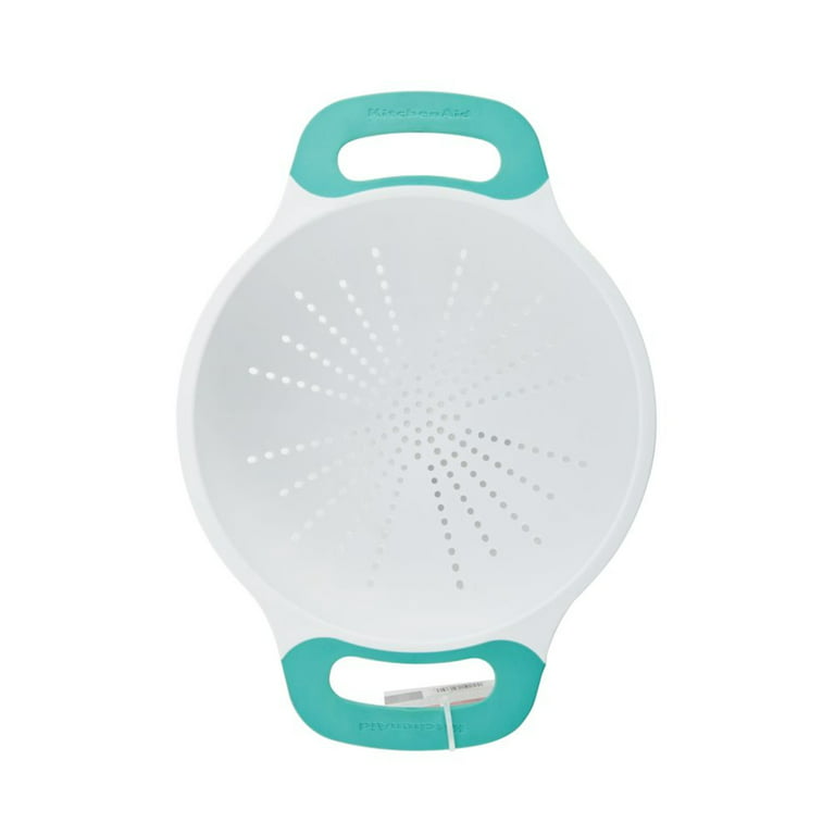 Kitchenaid 3-quart BPA-Free Plastic Colander in White with Aqua
