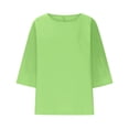 thumbnail image 4 of NuoCaiYun Women Casual 3/4 Sleeve T-Shirts Round Neck Cute Tunic Tops Loose Fit Solid Clolor Basic Tees Work Top, 4 of 6