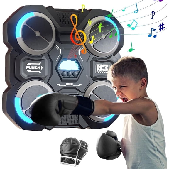 Smart Music Boxing Machine with LED Light Bluetooth Sensor, Wall Mounted Boxing Machine Target Training Equipment, 3 Speeds Punching