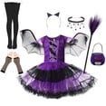 thumbnail image 2 of Disfraz de bruja y vampiro para Halloween 2024 para niñas pequeñas, vestidos de princesa para cosplay, ropa de fiesta de carnaval con diadema, 2 of 5