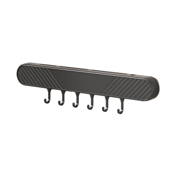Black Knife Rack Wall Mounted No Drill Kitchen Hanger With 6 Curved Hooks Utensil Storage Organizer For Pots Spatulas Towels Keys Black