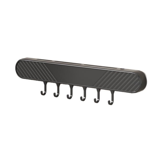 COM1950s Wall Mount Knife Rack, No Drilling Kitchen Utensil Holder, 17-Inch Hanging Organizer with Hooks for Spatulas, Ladles, and Scissors, Plastic Storage Rack for Countertop Decluttering