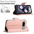 thumbnail image 6 of SaniMore Case for Google Pixel 8, PU Leather 3D Lattice Stylish for Girls Crossbody Lanyard Flip Kickstand Card Slots Cash Pocket Magnetic Clasp Full Body Protective Shockproof Wallet Shell, Coralpink, 6 of 9