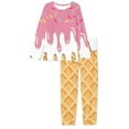 thumbnail image 4 of Renewold Women Pajamas Pink Strawberry Ice-Cream Sweatpants Long Sleeve Crew Neck Loungewear Casual Home Life Nightwear Set Size 4XL, 4 of 5