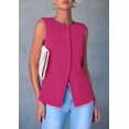 thumbnail image 3 of Chaleco PRETTYGARDEN de Verano sin Mangas con Botones Rojo Rosa Talla Grande, 3 of 8