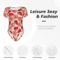 thumbnail image 6 of Daiia Cute Strawberry print Women's Crew Neck Short Sleeve Bodysuit Fashion Tops Fit Casual Basic Extender Bodysuit-Small, 6 of 9
