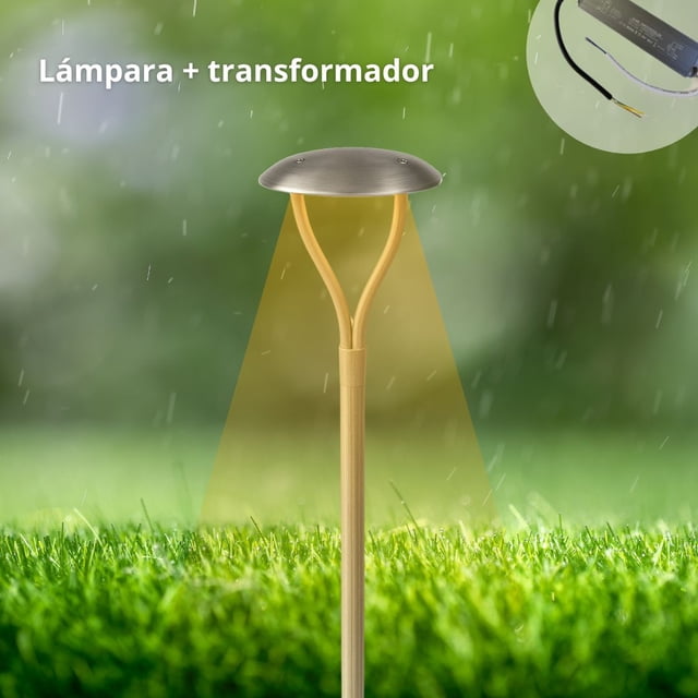 1 Lámpara LED ADS PT 12W 65CM Poste luz de cortesía para jardin Ámbar Con Transformador