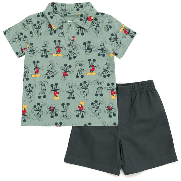 Conjunto de ropa polo y pantalones cortos de Mickey Mouse de Disney 4T
