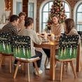 thumbnail image 5 of Green Christmas Tree Chair Covers Set of 6 Merry Christmas Gold Snow Pine Tree Black Chair Back Covers Stretch Removable Washable Slipcovers Protector for Dining Room Kitchen Party Decor, 5 of 5