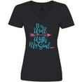 thumbnail image 3 of Inktastic It Is Well with my Soul Pink Arrow Women's V-Neck T-Shirt, 3 of 5