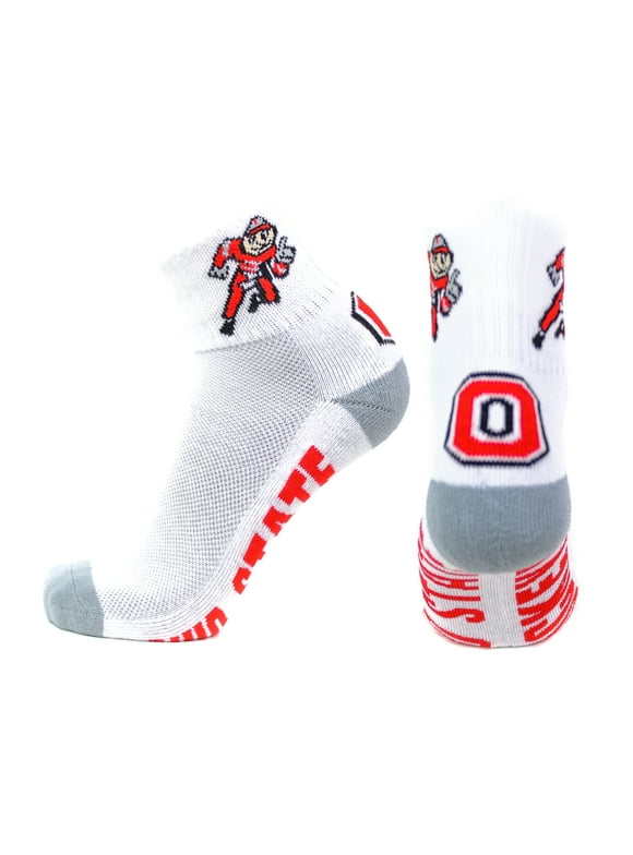 Ohio State Buckeyes White Quarter Gray Heel Toe Sock - Donegal Bay - Unisex - One Size - Quarter