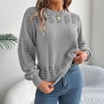 thumbnail image 2 of Women's Winter Warm Sweaters Casual Solid Color Long Sleeve Gray Crew Neck Fall Clothing S-XL, 2 of 8