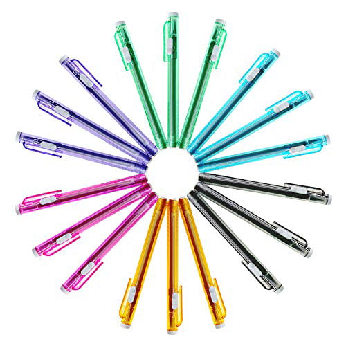 18Pcs Retractable Pen Shaped Eraser with Grip 6 Colors Rubber Stick Eraser for Kids Students Drawing Painting Writing Gift AUHOKY Portable Pen Style Pencil Eraser for School Office