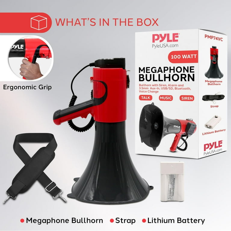 Pyle Portable Megaphone Bullhorn - Bluetooth Compatible PA