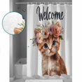 thumbnail image 3 of Small Stall Shower Curtain 36x78 Inch Narrow Half Size Cat Flower Floral Bath Curtains Bathroom Decor Watercolor Wildflowers Blooms Spring Waterproof Fabric Shower Curtain Set with Hooks 36 Inch, 3 of 6