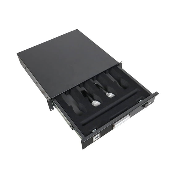 ProX T-2RD-18-WMF, 2U Rack Space for 4 MICs with Foam and Rack Mount Drawer - Black