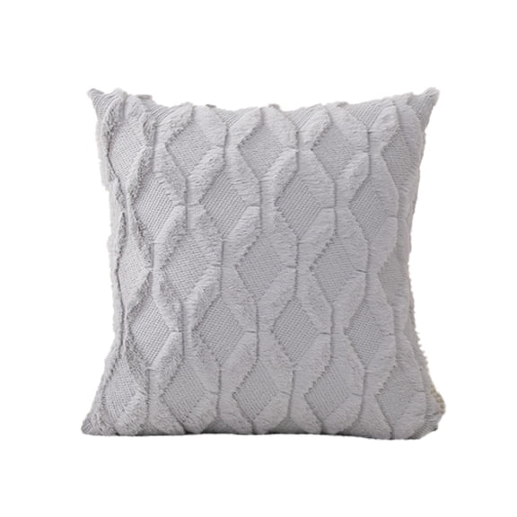 Rabbit quilted plush pillow cover, solid color sofa pillow cover