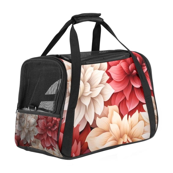 Petal Flower Fabric Dog Carrier - 17x10x11.8 in - Pet Bag with 900D Oxford Cloth, Sherpa Base, and Nylon Webbing Handles - Portable and Comfortable for Travel - Supports Small to Medium