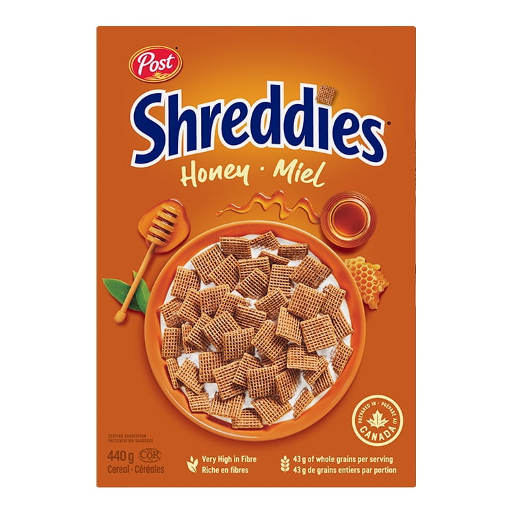 Céréales Shreddies au miel de Post, format de vente au détail, 440 g