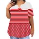 thumbnail image 1 of Camisetas Casuales de las Mujeres Largo Casual Impreso Cuello Redondo Suelto Top, Camiseta de Verano de Manga Corta, 1 of 5