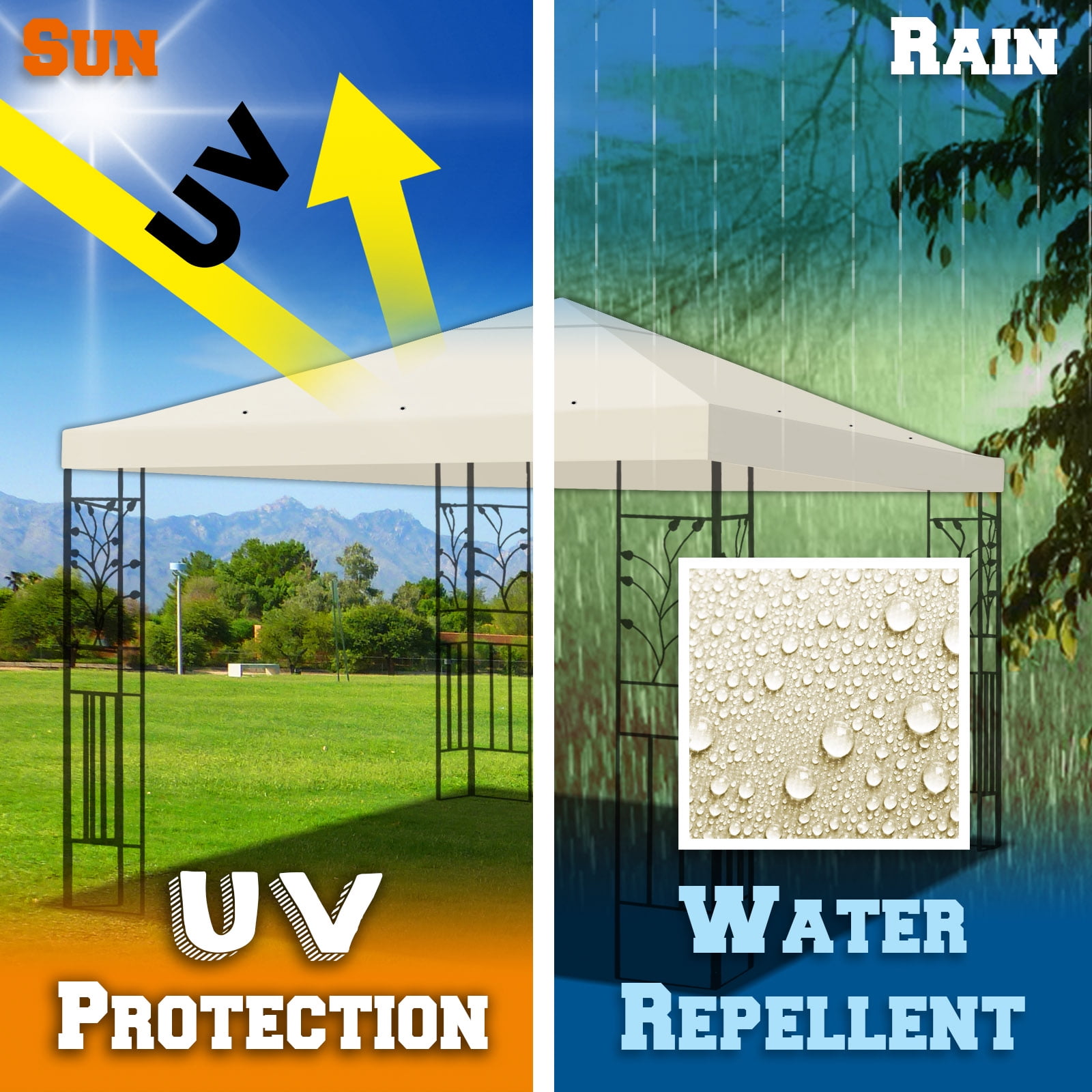 Sunny Single tier Replacement 10'X10'gazebo canopy top patio pavilion cover sunshade plyester
