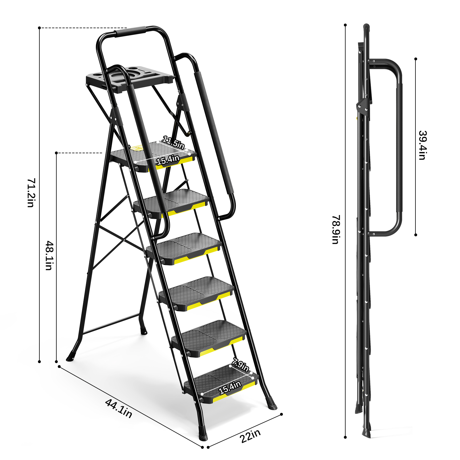 Kingrack 6-Step Metal Ladder with Tool Platform, 800 lb Capacity photo 5