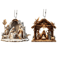 thumbnail image 3 of 2 Pcs Nativity Scene Ornaments for Christmas Tree Religious Christmas Decorations, The Birth of Jesus Decor, Christian Scene Xmas Hanging Ornaments Gifts for Christmas Outdoor Home Decor, 3 of 6