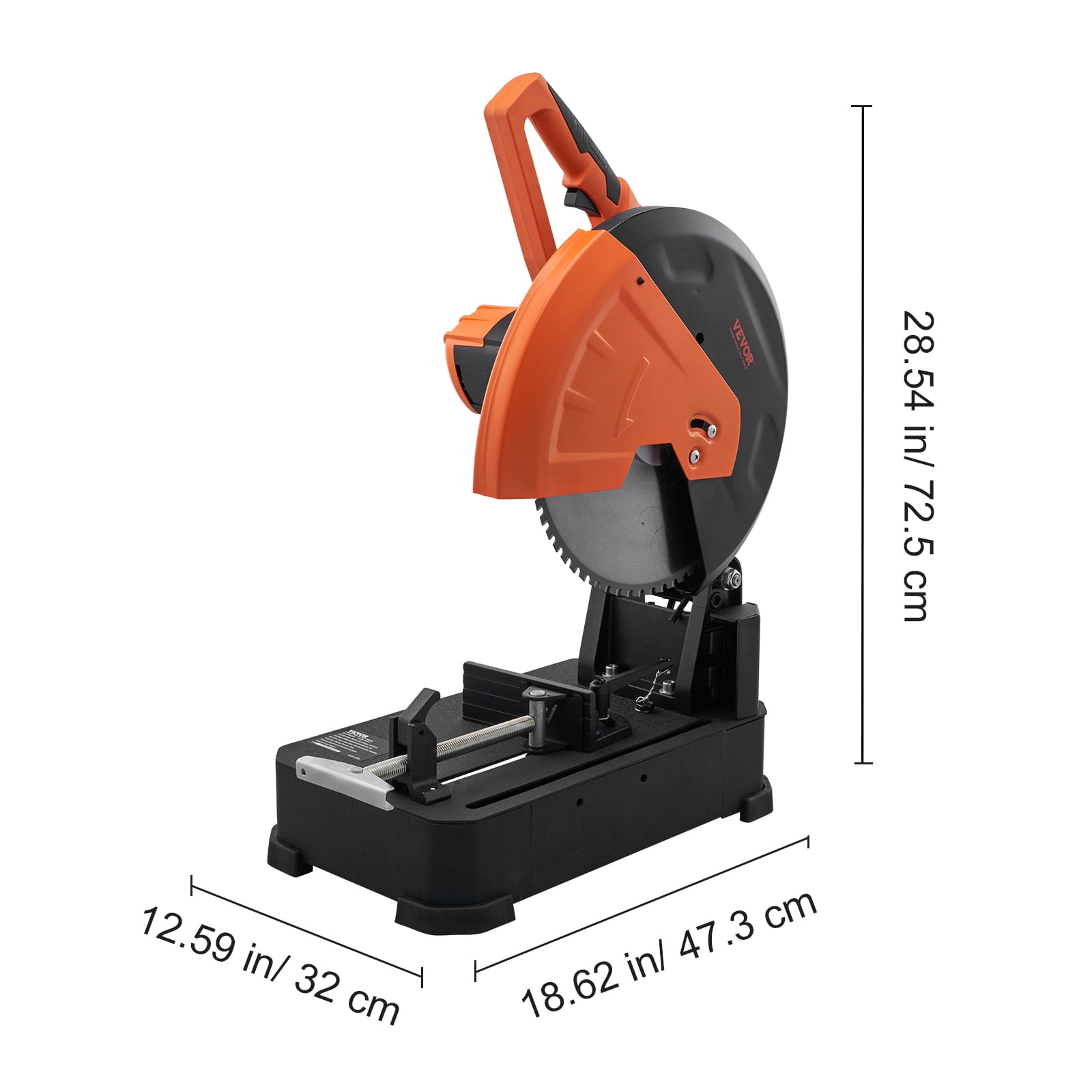 VEVOR Chop Saw, 14"/355mm Blade Diameter Cut Off Saw, 2800W 1200RPM Steel Cutting Machine, 0-45° Adjustable Dry Cut Chop Saw, Miter Saw for Cutting Metal Cold Cut Saw for Steel/Rebar/Iron/Aluminum