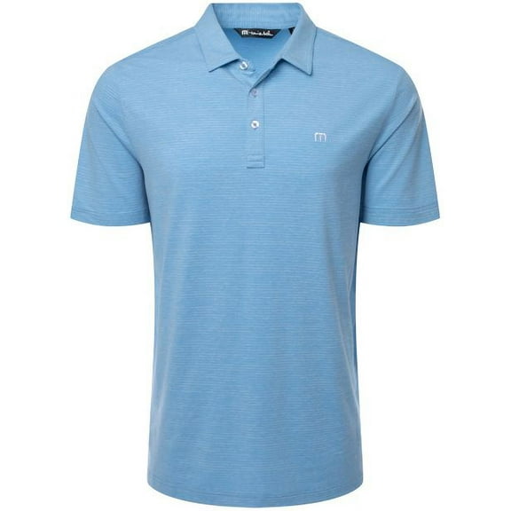 TravisMathew Men's The Heater Golf Polo (Heather Heritage Blue, XXL)