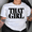 White-41, variant on Women's Bold Letter Graphic T-Shirt - Black Print White 100% Cotton Crew Neck Tee