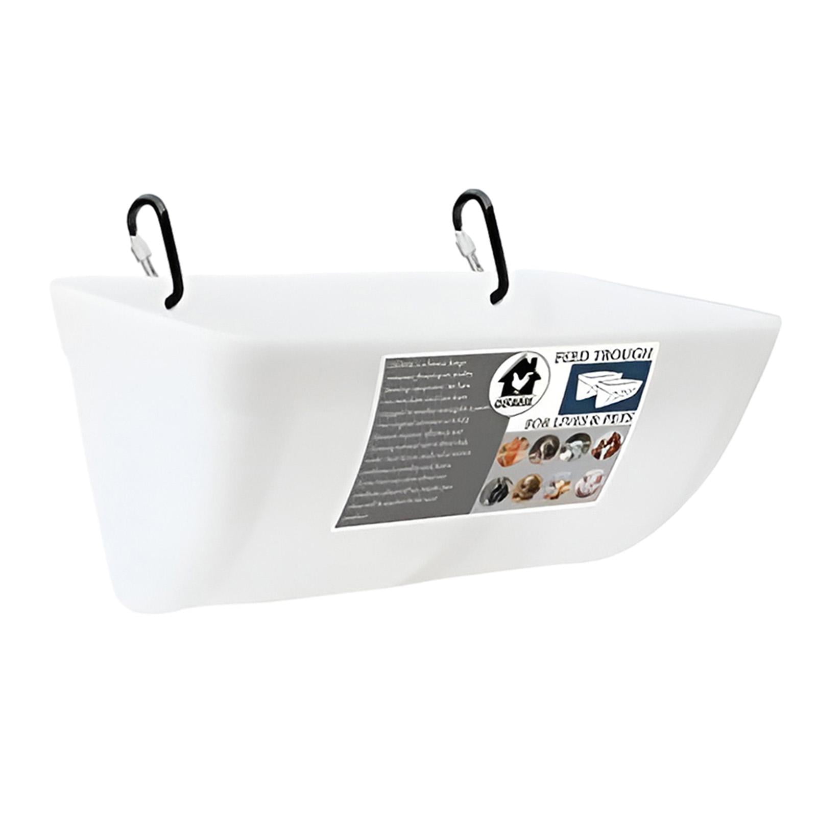 perfeclan Waterer, Bucket, Feeding Trough, Feeding Bowl, Automatic Feeder, Hanging Fence, Feeding Trough for Cats, Piglets, Hamsters, Small Animals Outdoor White