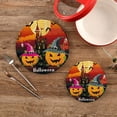 thumbnail image 2 of GZHJMY 2PCS Funny Halloween Pumpkin Trivets Pot Holders Set and Placemats Set, Hot Pads, Table Mats for Cooking and Baking, Cotton Braided Hot Pads, 7.09"+9.45", 2 of 7