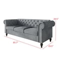 thumbnail image 6 of Home Design Kelso Velvet Rolled Arm Sofa with Deep Button Tufting, Nailhead Trim and Turned Legs, Gray, 6 of 6