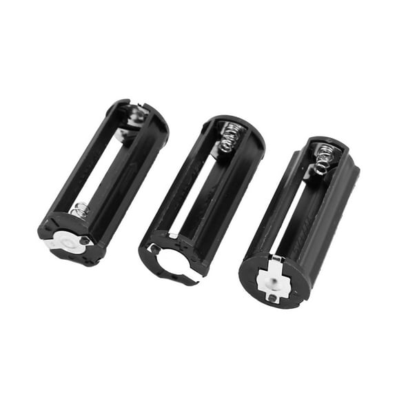 3 Pcs 3 x 1.5V AAA Round Shape Battery Holder Storage Case Box Black