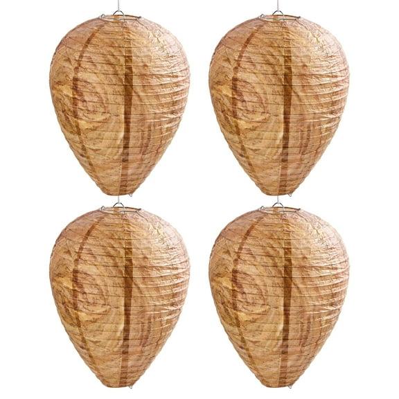 Htiepf 4 Pack Wasp Nest Decoy Outdoor Hanging Bees Hornet Nest Traps Yellow Jacket