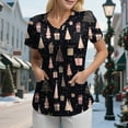 thumbnail image 2 of Towmus Christmas Scrub Tops Women Plus Size Fashion Casual Dressy Blouses Xmas Print Shirt Nurse Uniforms with Pockets S-3XL, 2 of 5
