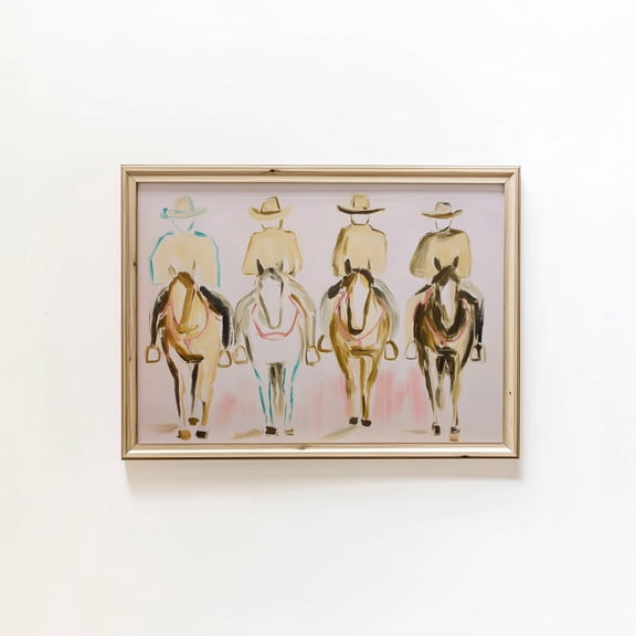 Cowboy Horse Wall Art Print, Minimalist Western Ranch Decor