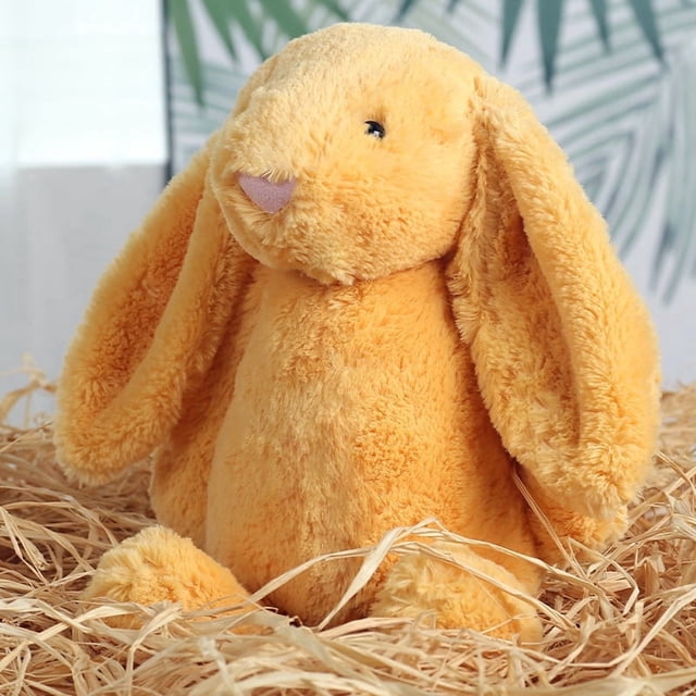 Juguetes de peluche de conejito de Pascua de 9,8 pulgadas, color verde salvia, peludos y holgados, animales de peluche de conejito de color sólido, peluches de eucalipto difusos para decoración,Lemon