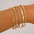 thumbnail image 7 of Misterolina 5PcsSet Fashion Thick Chain Link Bracelets Set For Women Gold Color Hot Q3, 7 of 7