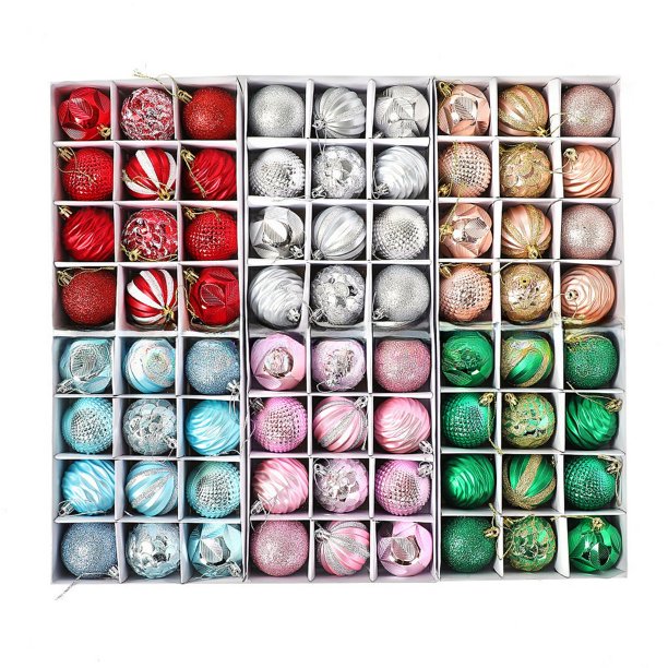 Bolas de Navidad en polvo de 6 cm, 12 juegos de bolas colgantes para árbol de Navidad, decoración para ventanas de tiendas