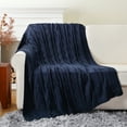 thumbnail image 4 of Battilo Navy Cable Knit Blankets,Herringbone Cozy Decorative Knitted Throw,Housewarming Gifts,50"x60", 4 of 8