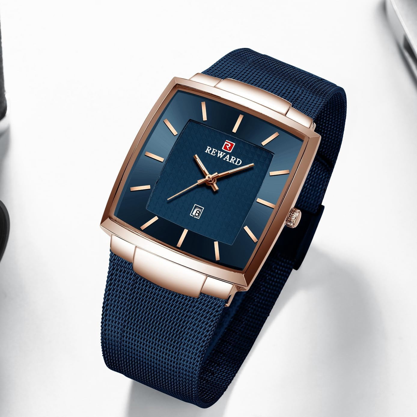 Watches Square Analog Quartz Stainless Steel Watches for Men Mesh Strap Waterproof Business Military Sport Wrist Watch with Date