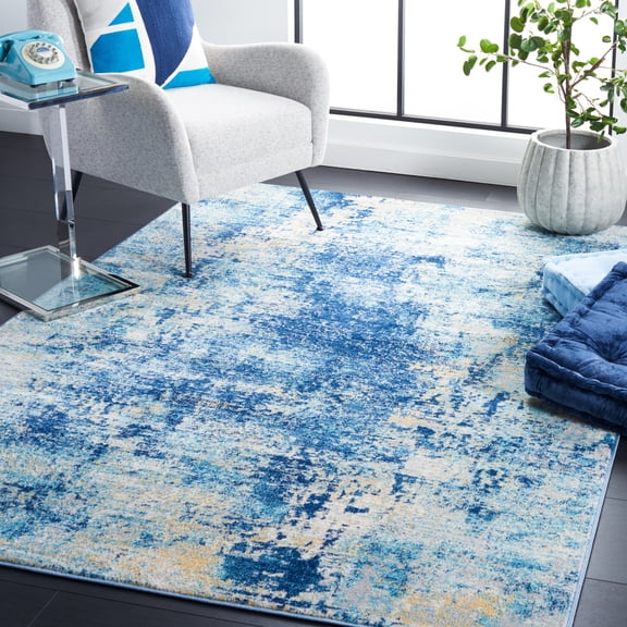 Safavieh Jasper Neal Abstract Area Rug, Navy/Ivory, 6'7" x 6'7" Square