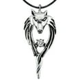 thumbnail image 3 of harmtty Rhinestone Titanium Steel Pendant Punk Wolf Head Totem Men Necklace,Red, 3 of 6
