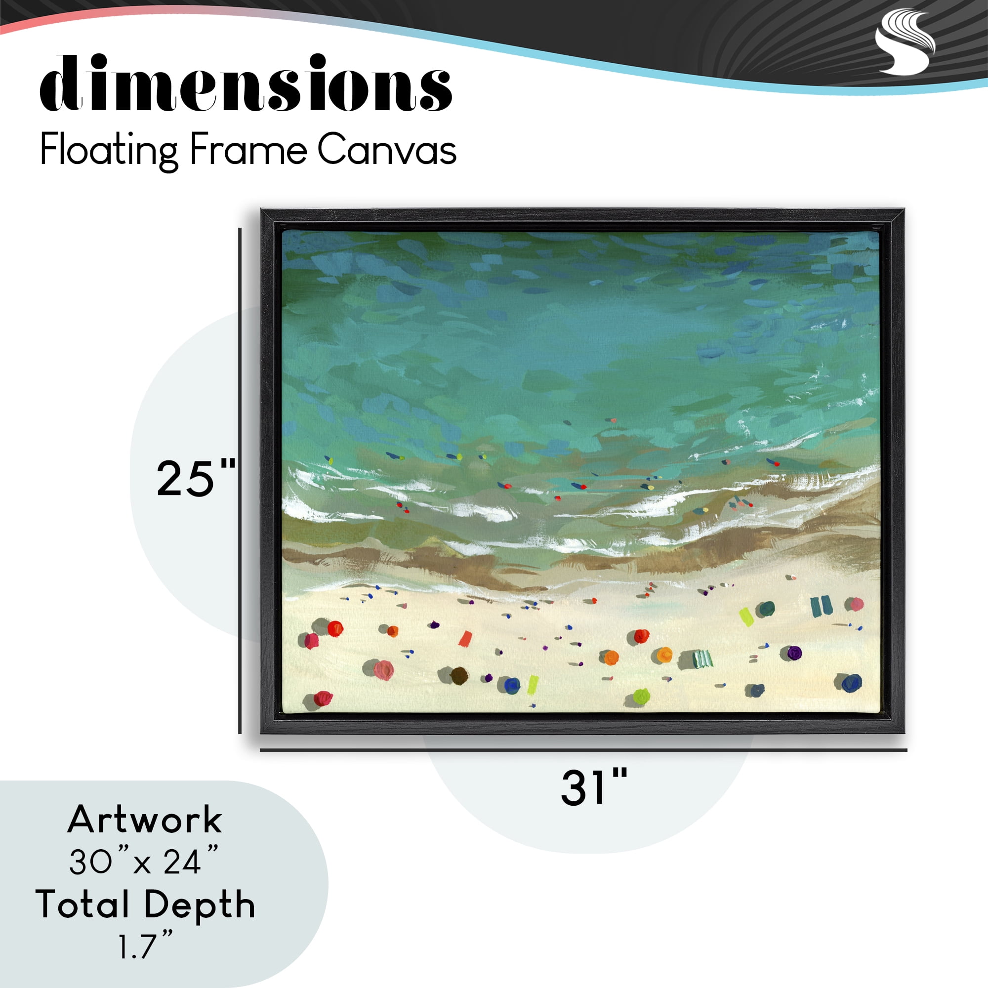 Stupell Industries Aerial Turquoise Shoreline Black Framed Floater Canvas Wall Art, design by Brook Page