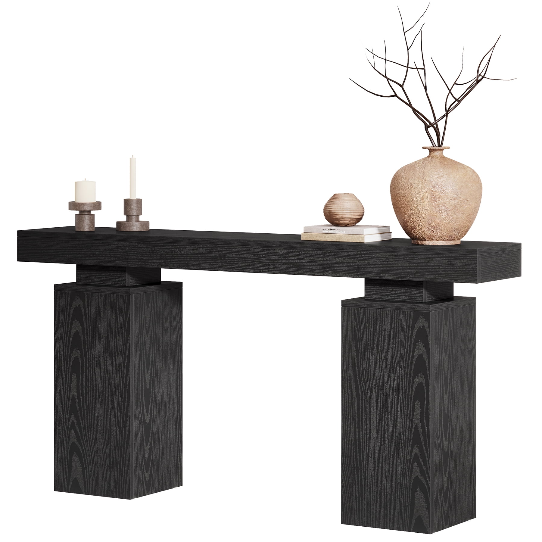Fnova 63" Farmhouse Console Table, Long Wood Entryway Table for Foyer, Easy Assembly, Hallway Accent Furniture Behind Couch, Living Room Decor Stand